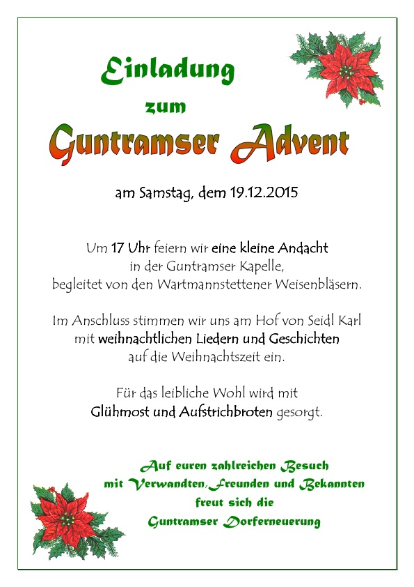 Einladung Guntrams Advent 2015